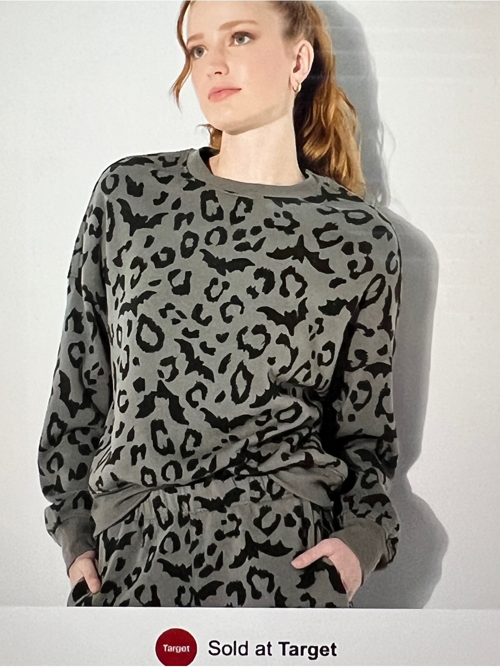Target Mighty Fine Women’s Leopard Bat Graphic Sweatshirt. Gray. Size S